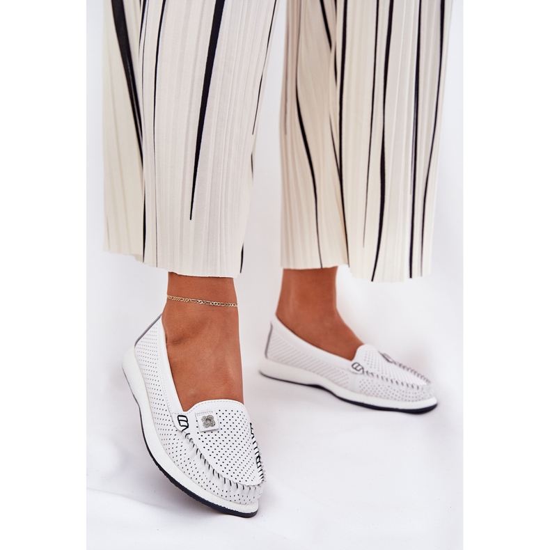 S.Barski Mocassini in pelle da donna S. Barski LR51-673 White bianca 2