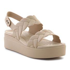 Crocs sandali brooklyn weven weedge bassa 209977-212 beige 1
