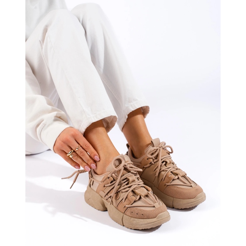 Seastar Sneakers da donna beige con risvolto 1