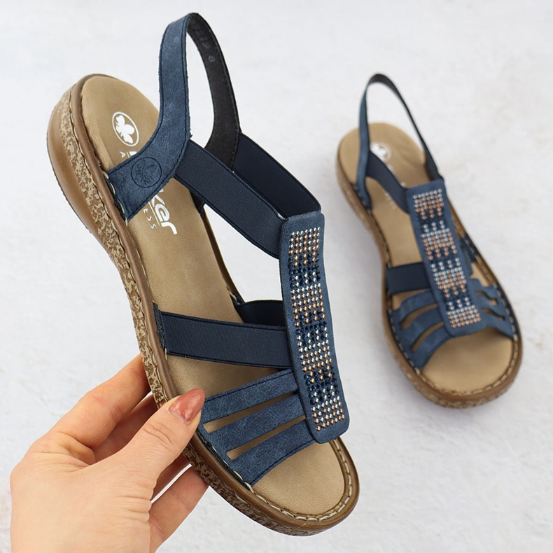 Sandali femminili con blu blu scuro Rieker 628G7-14 1