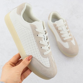 Scarpe sportive in pelle da donna perforata Beige Sergio Leone SP-118 1