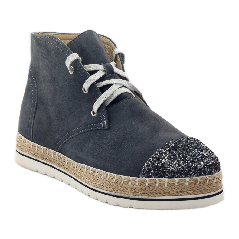 Espadrillas di pelle da donna, grigio/argento, Neścior 1