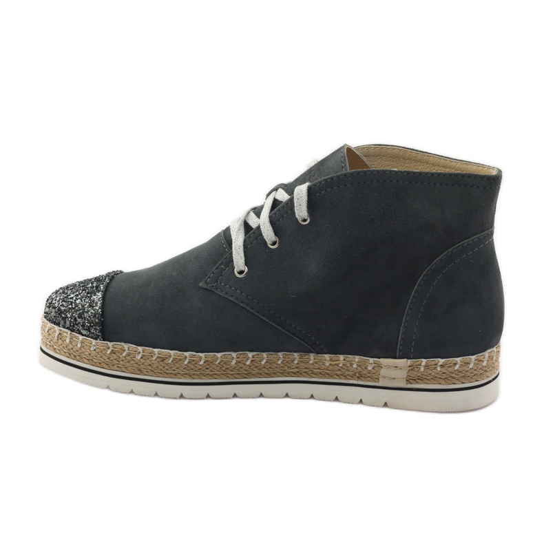 Espadrillas di pelle da donna, grigio/argento, Neścior 2