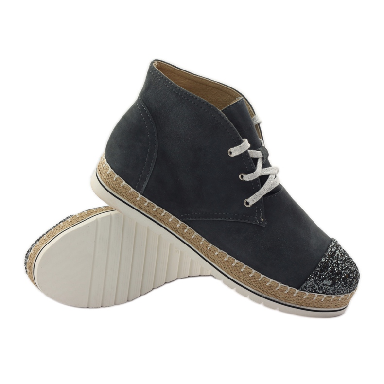 Espadrillas di pelle da donna, grigio/argento, Neścior 3