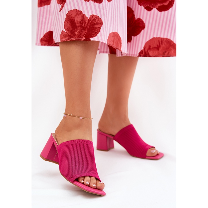 Pantofole a ruote alte femminili rosa 2
