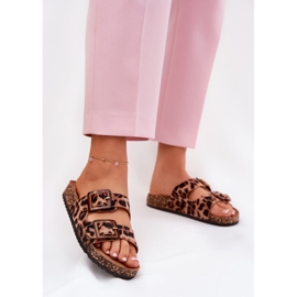 Infradito da donna con morsetti sulla sola tappa marrone leopardo 2
