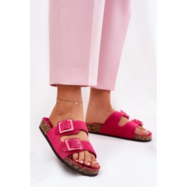 Infradito da donna con fibbie sulla suola fucsia rosa 2