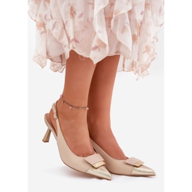 Eleganti tacchi alti con beige in pelle eco 1