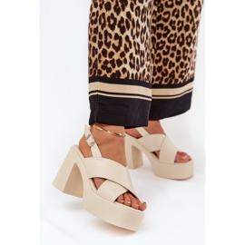 Sandali femminili sul palo e la piattaforma con Eco Leather Blue beige 2