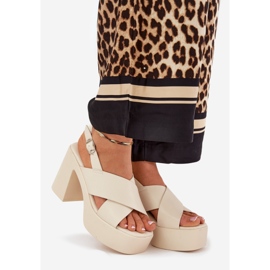 Sandali femminili sul palo e la piattaforma con Eco Leather Blue beige 1