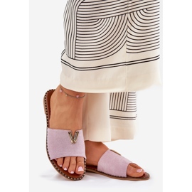 Flip da donna a ruote piatte con dettagli viola decorativi 1