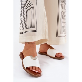Slifor da donna in pelle Eco con dettagli bianchi decorativi bianco 2