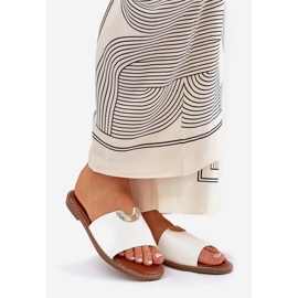 Slifor da donna in pelle Eco con dettagli bianchi decorativi bianco 1