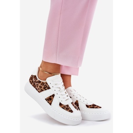 Sneaker femminili con stampa leopardata sulla piattaforma bianca bianco 1