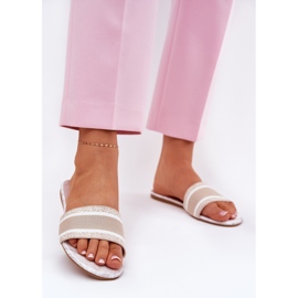 Pantofole da donna beige pattugliate 2