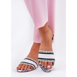 Infradito da donna piatto pattugliato bianca 2