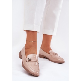 Mocassini da donna dipinti con una fibbia decorativa beige 2