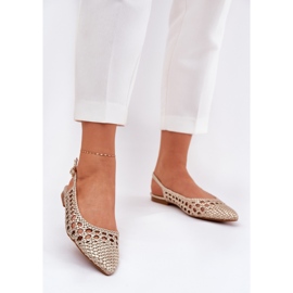 Sandali con intreccia e punta di piedi oro d'oro 2