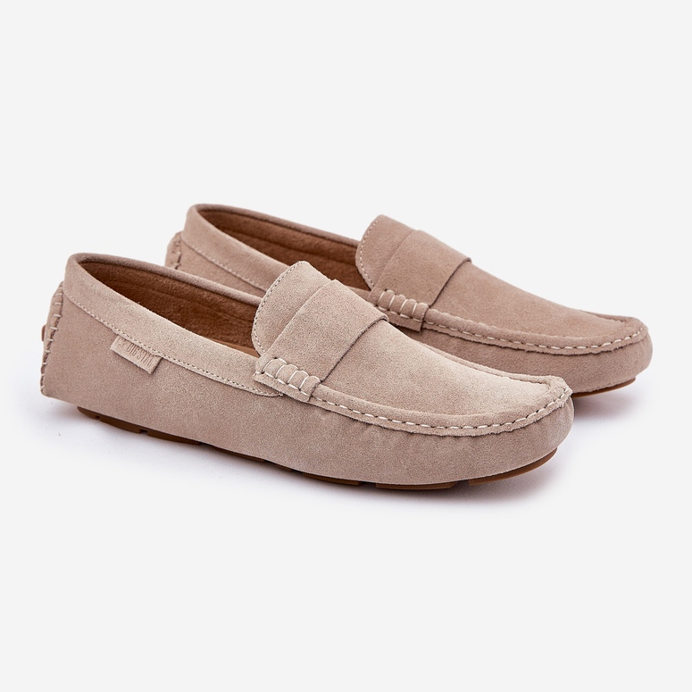 Big star rr174050 mocassini in pelle scamosciata maschile beige 1