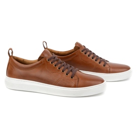 Olivier Scarpe stringate sportive da uomo in pelle 434KNT marrone 3