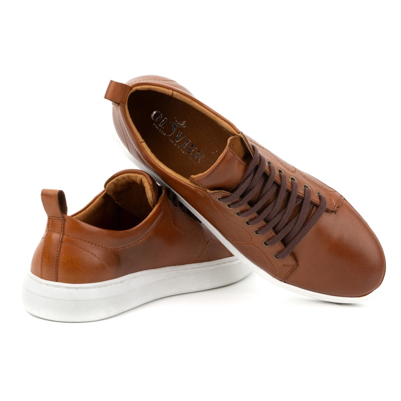Olivier Scarpe stringate sportive da uomo in pelle 434KNT marrone 6