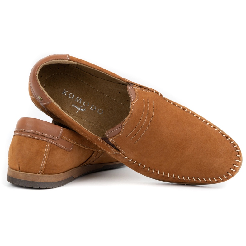KOMODO Mocassini uomo in pelle 876 cammello marrone 4