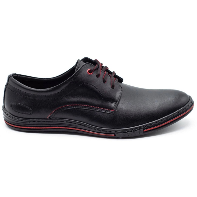 Olivier Scarpe da uomo in pelle 295LU nere con rosso nero 1