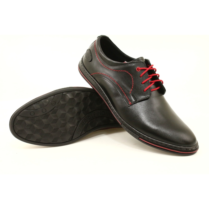 Olivier Scarpe da uomo in pelle 295LU nere con rosso nero 6