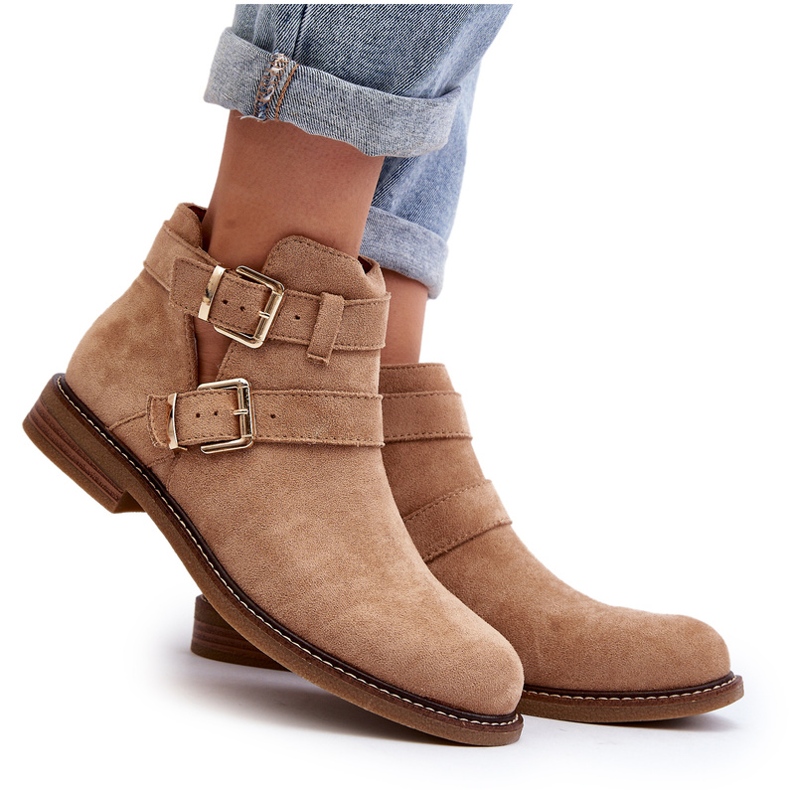Tacchi piatti da donna con strisce beige 6