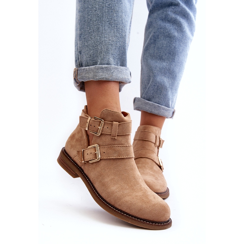 Tacchi piatti da donna con strisce beige 5