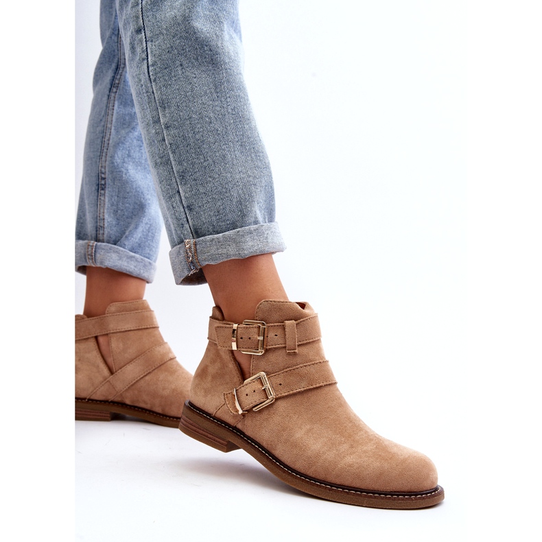 Tacchi piatti da donna con strisce beige 4