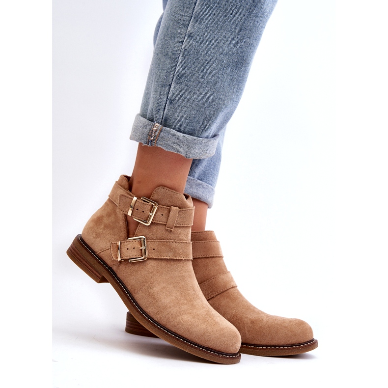 Tacchi piatti da donna con strisce beige 1