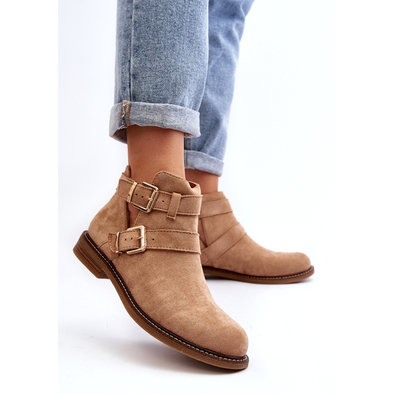 Tacchi piatti da donna con strisce beige 3