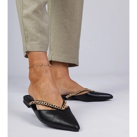 Black Elegant Flip -Flops decorati con una catena nero 1