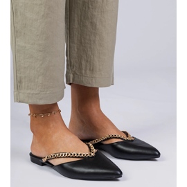 Black Elegant Flip -Flops decorati con una catena nero 2