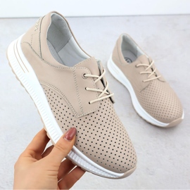 Scarpe in pelle da donna Openwork Beige Filippo DP6022 1