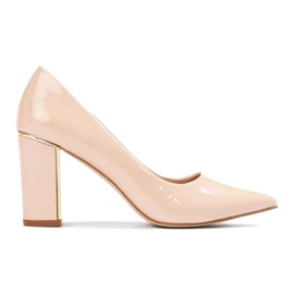 Décolleté classiche in vernice Shelovet beige 2