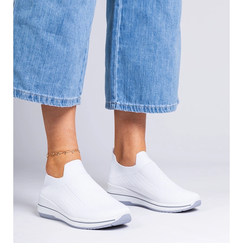 Sneaker sportive slip-on bianche bianco 2