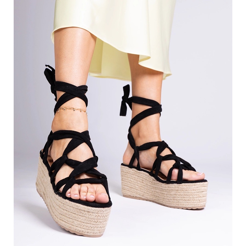 Espadrille nere su una piattaforma alta nero 1