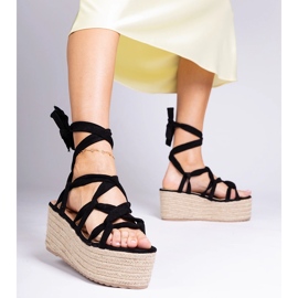 Espadrille nere su una piattaforma alta nero 2