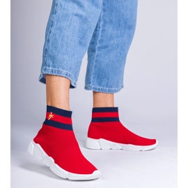 Sneaker sportive rosse con una tomaia di socking rosso 1