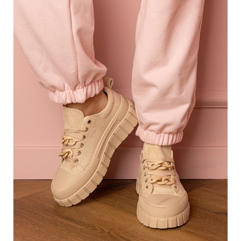 Sneaker sportive da donna beige 1