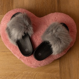 Flop per bambini grigi con la pelliccia grigio 1