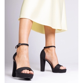 Sandali glitter ad alto glitter da donna nera nero 1
