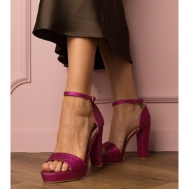 Sandali per glitter ad alto glitter da donna rosa 1