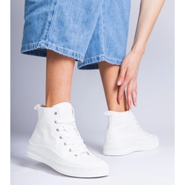 Sneakers alte bianche con plateau di Guerrino bianco 2