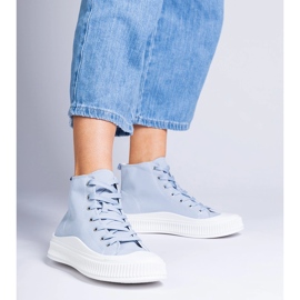 Sneakers blu Guerrino con plateau 1