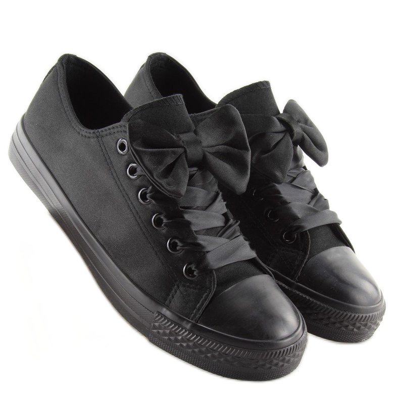 Sneakers da donna nere in raso 16-509 Allblack nero 2