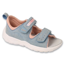 Sandali da bambino Befado con inserto in pelle 721P014 blu e rosa 1