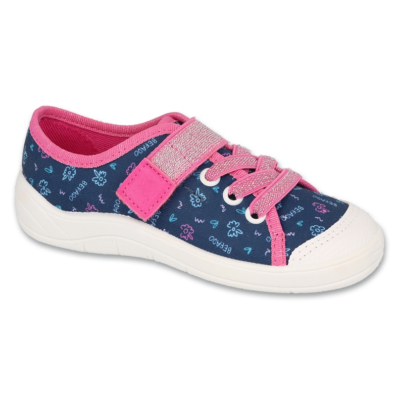 Pantofole Befado per bambini in età prescolare 351X021 blu navy e rosa 1